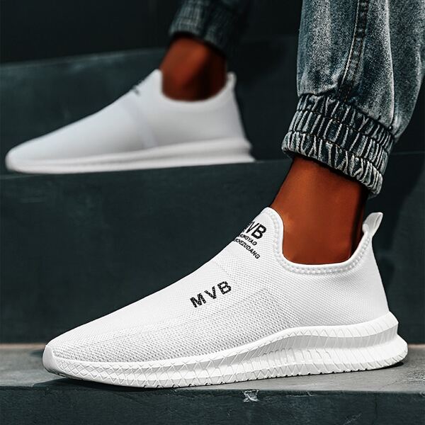

Men Letter Graphic Slip-on Running Shoes, White