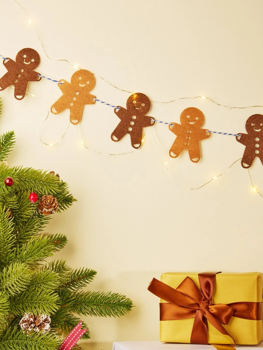1pc 3m Christmas Gingerbread Garland String Light - Yellow - View 1