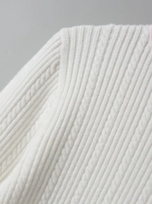 小女童拼接邊毛衣裙 - 白色 - 查看 3