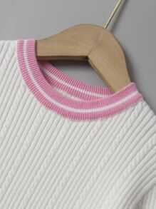 小女童拼接邊毛衣裙 - 白色 - 查看 6