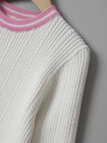 小女童拼接邊毛衣裙 - 白色 - 查看 7