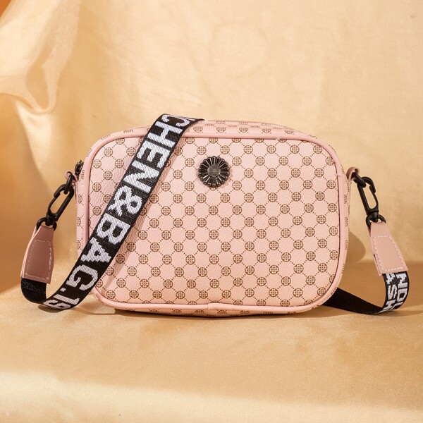

Geometric Graphic Square Bag, Pink