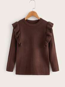 Niñitas Jersey ribete con fruncido - Café integral - Ver 1