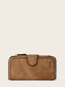 Thư đồ họa Dây kéo Ví dài Ví dài phong cách cổ điển, Ví thời trang dành cho nữ có nhiều khe cắm thẻ & Sổ séc cửa sổ ID Quà tặng, quà tặng - màu nâu - Xem 1