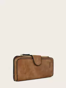 Thư đồ họa Dây kéo Ví dài Ví dài phong cách cổ điển, Ví thời trang dành cho nữ có nhiều khe cắm thẻ & Sổ séc cửa sổ ID Quà tặng, quà tặng - màu nâu - Xem 2