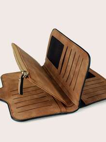 Thư đồ họa Dây kéo Ví dài Ví dài phong cách cổ điển, Ví thời trang dành cho nữ có nhiều khe cắm thẻ & Sổ séc cửa sổ ID Quà tặng, quà tặng - màu nâu - Xem 4