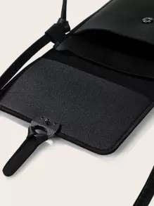 Minimalist Phone Crossbody Bag - Black - View 5