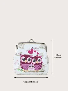 Owl Graphic Kiss Lock Coin Case Lightweight,Fashion Money For Anniversary,For Birthday Gift,For Gift White-Collar Workers,For Male,For Female - White - View 3