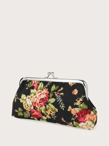 Floral Graphic Kiss Lock Floral Pattern Long Wallet Canvas Card Holder Women's Fashion Kiss Lock Storage Bag Keys & Lightweight Cash ID Card Credit Card Portable Pocket Small Pocket Wallet Short Wallet Fashion Modern Travel For Birthday Gift Gift Anniversary On Valentine Day Women Female Lady Girls Gift Bag Present Gifts For Teachers Hibiscus For Women Wallet Mini Wallet Purse Wallet Coin Wallet - Black - View 5