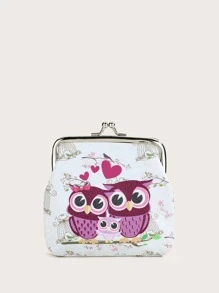 Owl Graphic Kiss Lock Coin Case Lightweight,Fashion Money For Anniversary,For Birthday Gift,For Gift White-Collar Workers,For Male,For Female - White - View 5