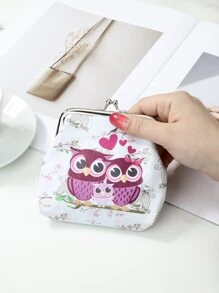 Owl Graphic Kiss Lock Coin Case Lightweight,Fashion Money For Anniversary,For Birthday Gift,For Gift White-Collar Workers,For Male,For Female - White - View 6