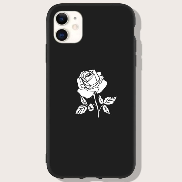 

Rose Pattern Phone Case, Black
