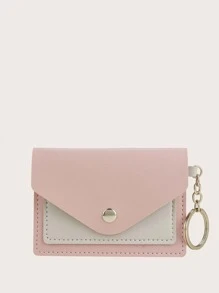 雙色翻蓋卡包 - 粉色 - 查看 1