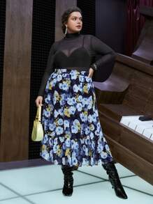 SHEIN Privé áo nữ kích thước lớn cắt màu trơn Gợi cảm - màu đen - Xem 6