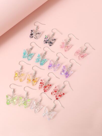16pcs Butterfly Drop Earrings