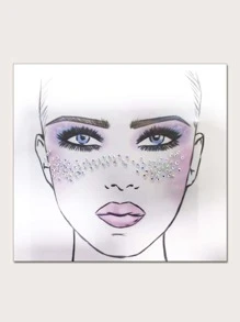 1張水鑽眼睛紋身貼紙 - 藍色 - 查看 2