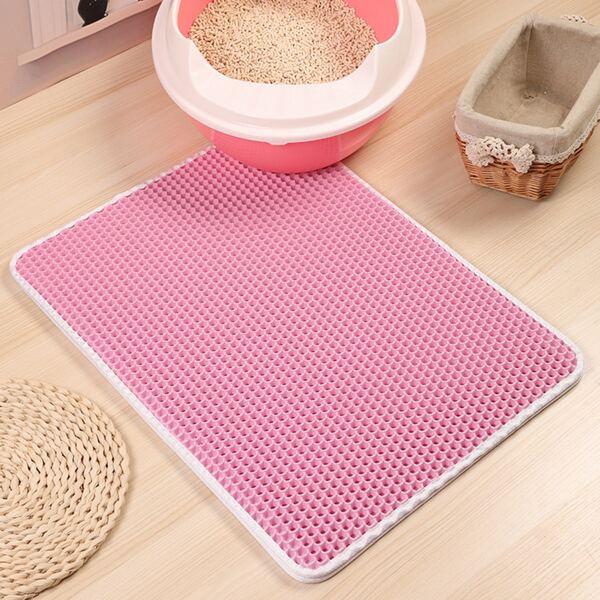

1pc Double Layer Cat Litter Mat, Pink