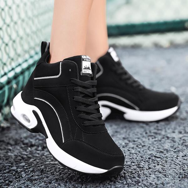 

Air Cushion Design High Top Sneakers, Black and white