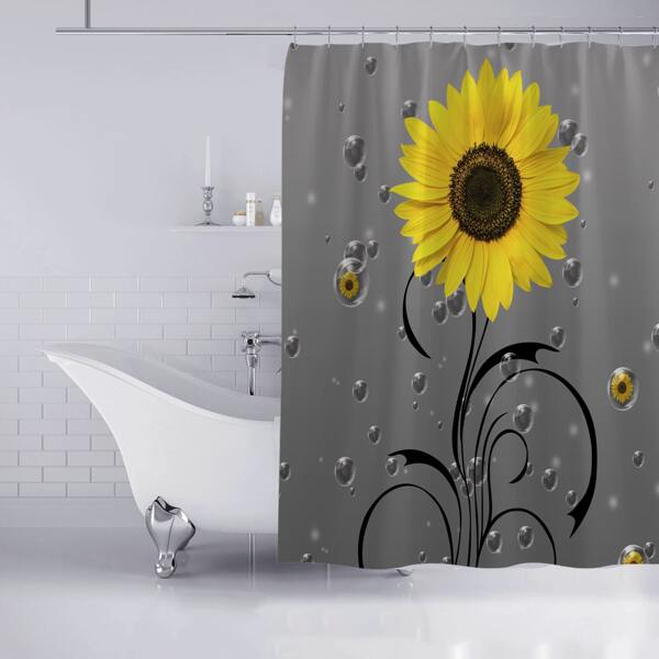 

Sunflower Print Waterproof Shower Curtain, Multicolor