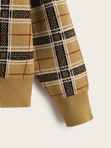 SHEIN Boys Plaid Print Button Placket Cardigan - Multicolor - View 4