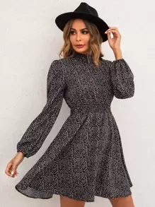 SHEIN LUNE Vestido con estampado de cintura fruncido - Multicolor - Ver 1