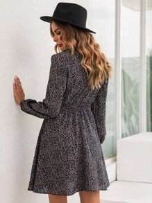 SHEIN LUNE Vestido con estampado de cintura fruncido - Multicolor - Ver 2