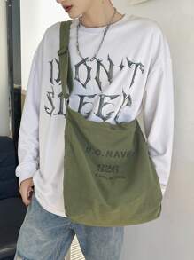 Bolso de mano con gráfico de letras para hombre, bolso de playa, bolso de compras, bolso reutilizable, bolso de lona, bolso escolar para viajes, universidad, escuela - Verde - Ver 2