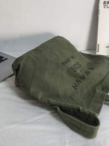 Bolso de mano con gráfico de letras para hombre, bolso de playa, bolso de compras, bolso reutilizable, bolso de lona, bolso escolar para viajes, universidad, escuela - Verde - Ver 3