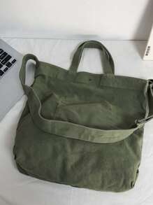 Bolso de mano con gráfico de letras para hombre, bolso de playa, bolso de compras, bolso reutilizable, bolso de lona, bolso escolar para viajes, universidad, escuela - Verde - Ver 4