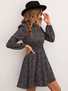 SHEIN LUNE Vestido con estampado de cintura fruncido - Multicolor - Ver 7