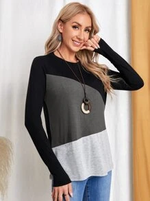 EMERY ROSE Color Block Tee - Multicolor - View 3