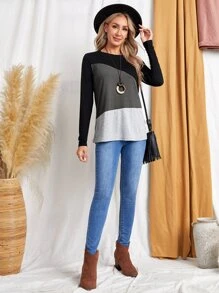 EMERY ROSE Color Block Tee - Multicolor - View 5