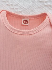 SHEIN 女婴荷叶边装饰连体衣和格子印花纸袋腰运动裤，配头带，圣诞节礼物 - 粉色 - 查看 6