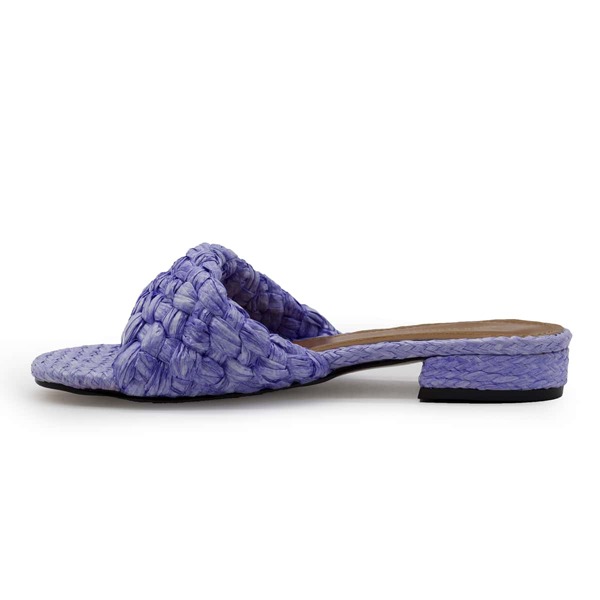 

Straw Twist Braided Design Slide Sandals, Purple