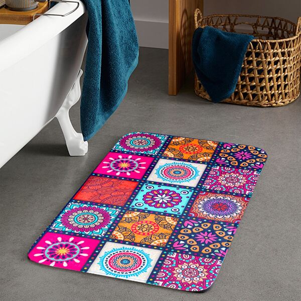 

1pc Mandala Print Bath Rug, Multicolor