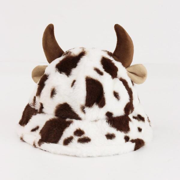 

Animal Ear Decor Bucket Hat, Coffee brown