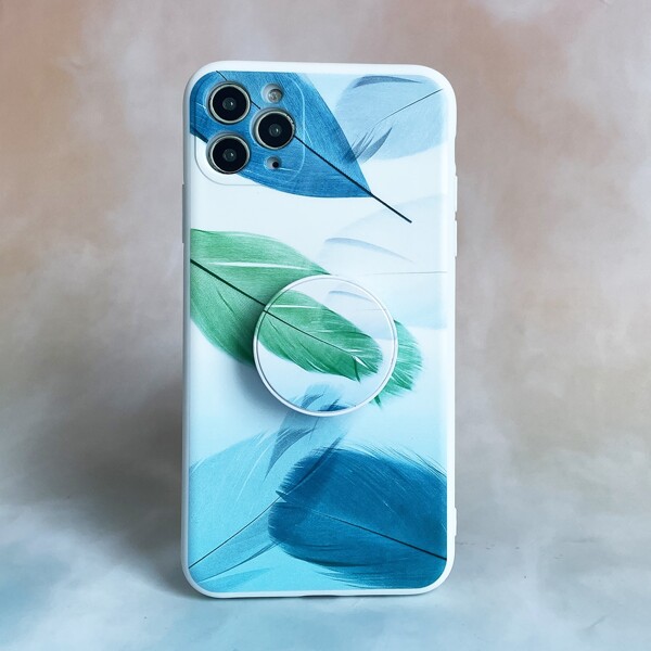 

Feather Painted Phone Case With Stand-Out Phone Grip, Multicolor