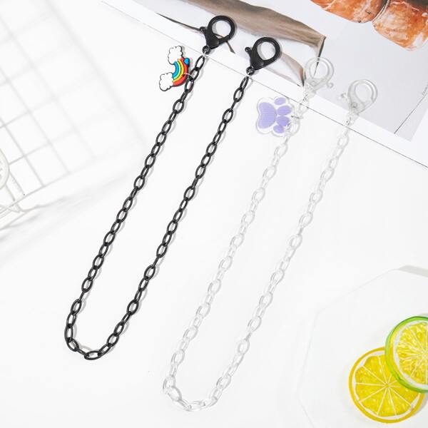 

2pcs Paw Charm Face Mask Chain, Multicolor