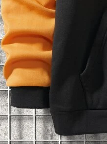 Manfinity Homme Áo nỉ Nam Dây kéo Túi Khối Màu Lá thư Giải trí - Nhiều màu - Xem 3