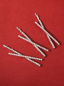 Elegant 3pcs Rhinestone Decor Hair Clip Tiaras - Silver - View 1