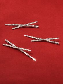 Elegant 3pcs Rhinestone Decor Hair Clip Tiaras - Silver - View 2