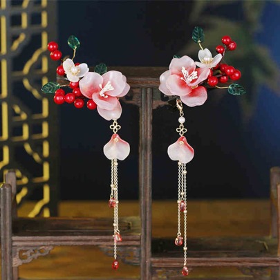 2pcs Flower Decor Hair Clip