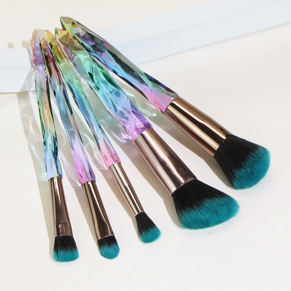 

5pcs Colorful Handle Makeup Brush Set, Multicolor