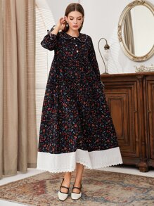 Mulvari Ditsy Floral Knot Cuff Smock Dress - Multicolor - View 1