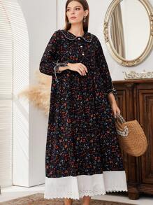 Mulvari Ditsy Floral Knot Cuff Smock Dress - Multicolor - View 3