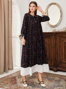 Mulvari Ditsy Floral Knot Cuff Smock Dress - Multicolor - View 5