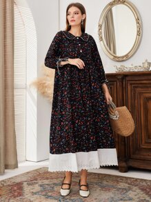 Mulvari Ditsy Floral Knot Cuff Smock Dress - Multicolor - View 6