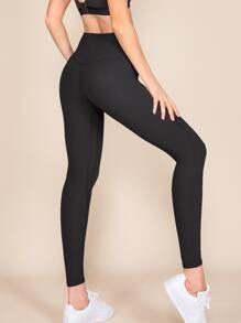 Quần Leggings Thể thao Nữ màu trơn - màu đen - Xem 5