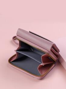 简约折叠钱包口袋钱包小钱包拉链三折女士钱包便携、钱、现金白领人士、女大学生、工作、商务、通勤、办公室、周年纪念、情侣、生日礼物、情人节礼物、礼物 - 紫色 - 查看 3