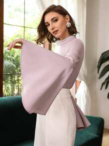 Seusyu Modal Bell Sleeve Bodysuit - Lilac Purple - View 5